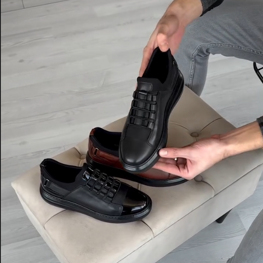 Men's New Soft Leather Lightweight Luxury Breathable One Foot Casual Shoes