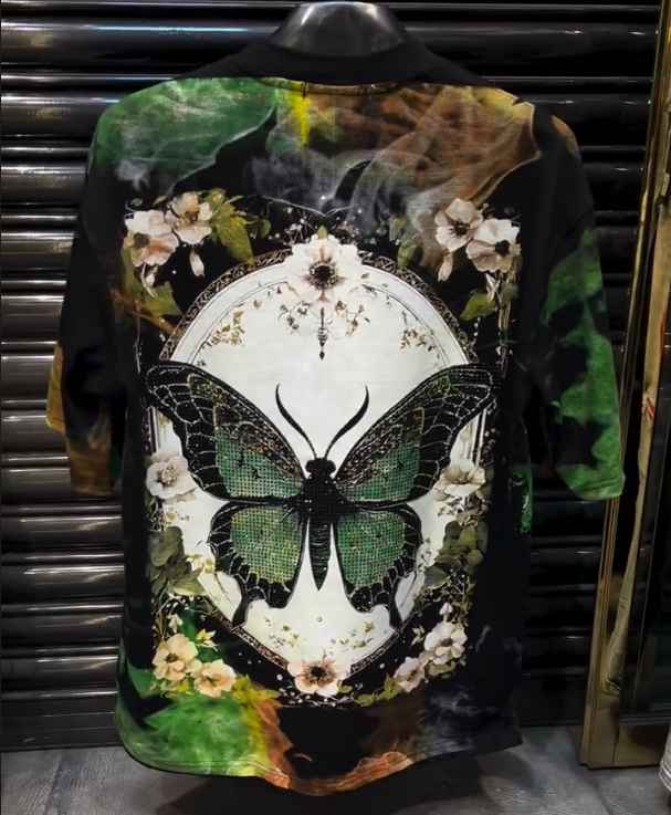 Green Butterfly Hot Diamond Short Sleeve