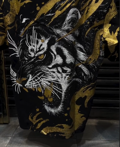 Hot Stamping Tiger Print Short Sleeved Shirt