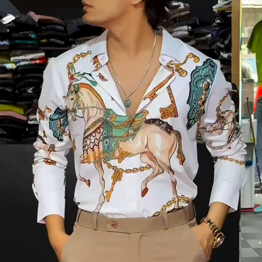 Light Luxury Printed Lightweight Long Sleeved Shirt