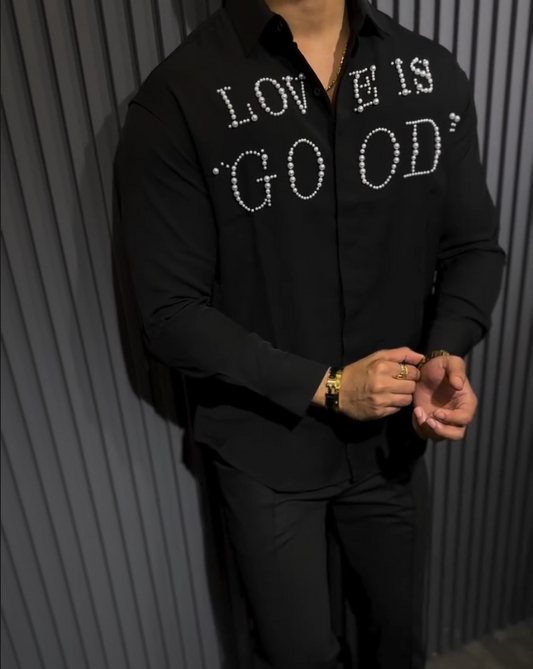 Pearl Letter Long Sleeved Shirt