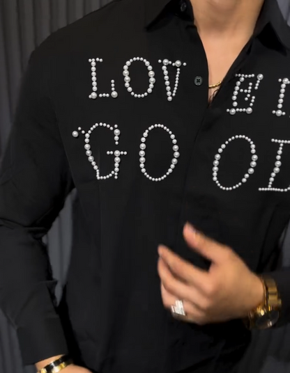 Pearl Letter Long Sleeved Shirt