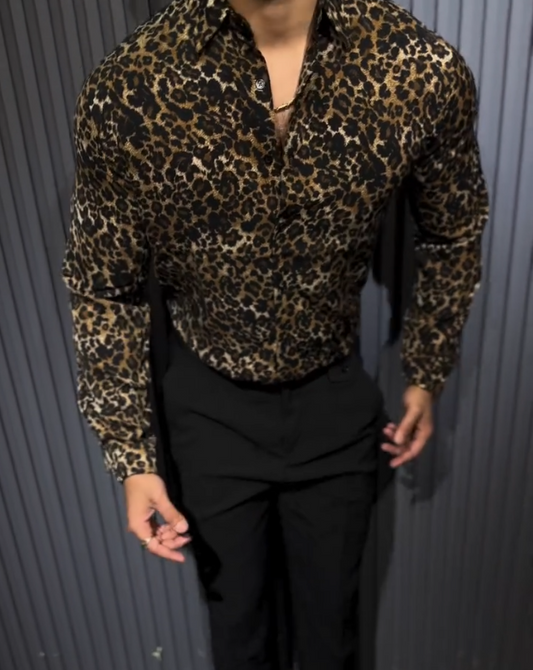 Leopard Print Long Sleeved Shirt