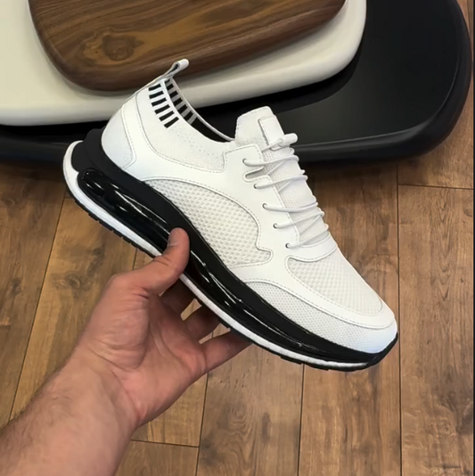 Leather Splicing Mesh Casual Sports Shoes