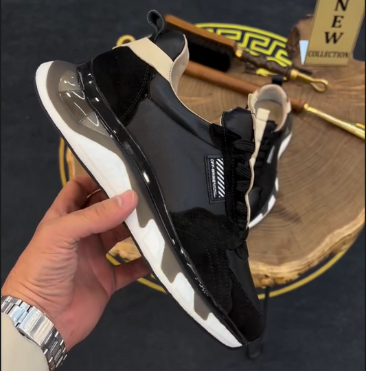 Leather Splicing Breathable Casual Sports Shoes