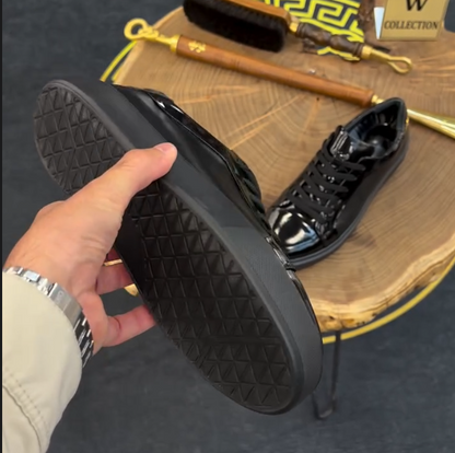 Painted Leather Patchwork Breathable Casual Shoes