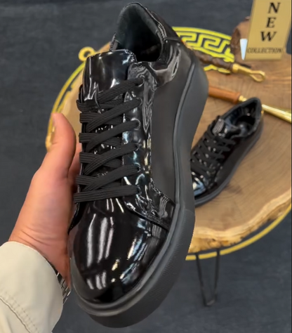 Painted Leather Patchwork Breathable Casual Shoes