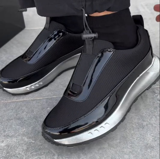 Bright Edged Patent Leather Casual Shoes