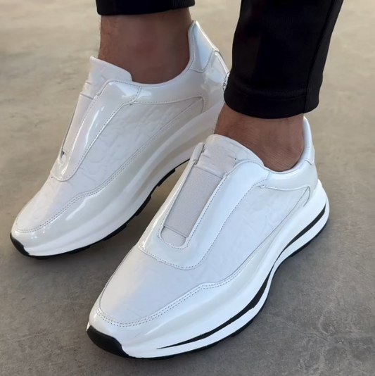 Bright Edged Patent Leather Casual Shoes For One Foot
