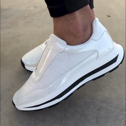 Bright Edged Patent Leather Casual Shoes For One Foot