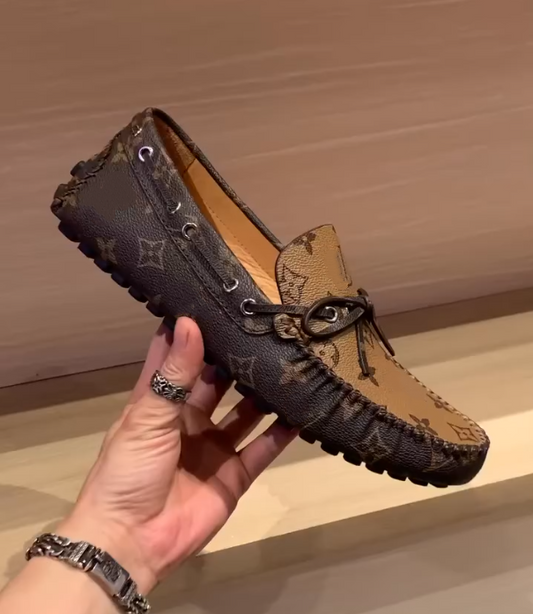 Golden Embroidered Casual Shoes