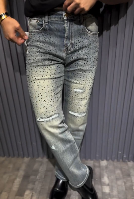 Diamond Studded Sparkling Jeans