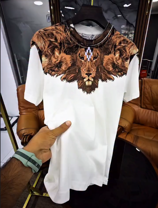 Luxury Lion Print Casual Short Sleeved Shirt