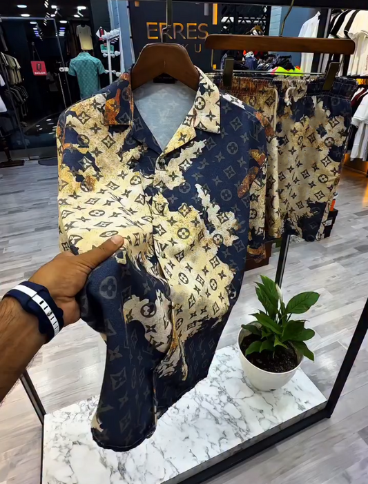 Luxury Printed Contrasting Casual Short Sleeved Set