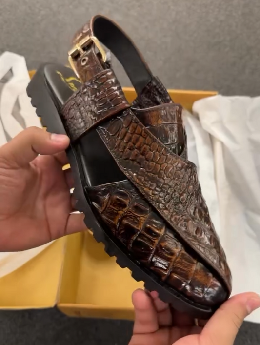 Sharp Pointed Crocodile Skin Shiny Breathable Casual Shoes