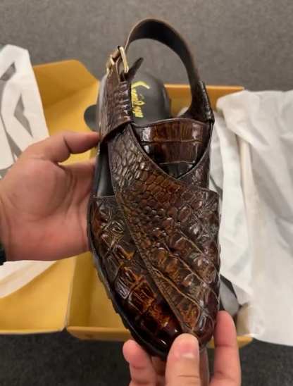 Sharp Pointed Crocodile Skin Shiny Breathable Casual Shoes