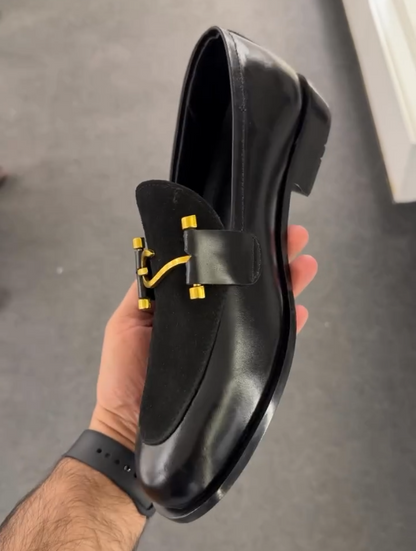 Lacquer Leather Metal Accessories Casual Leather Shoes