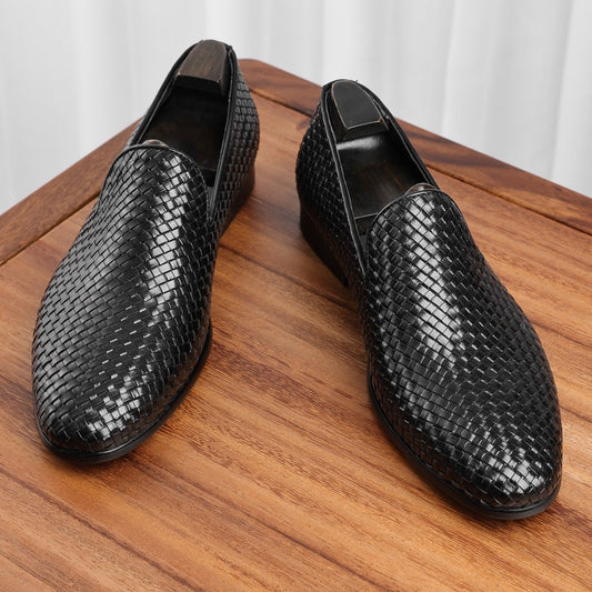 Men's New Cowhide Woven Leather Shoes
