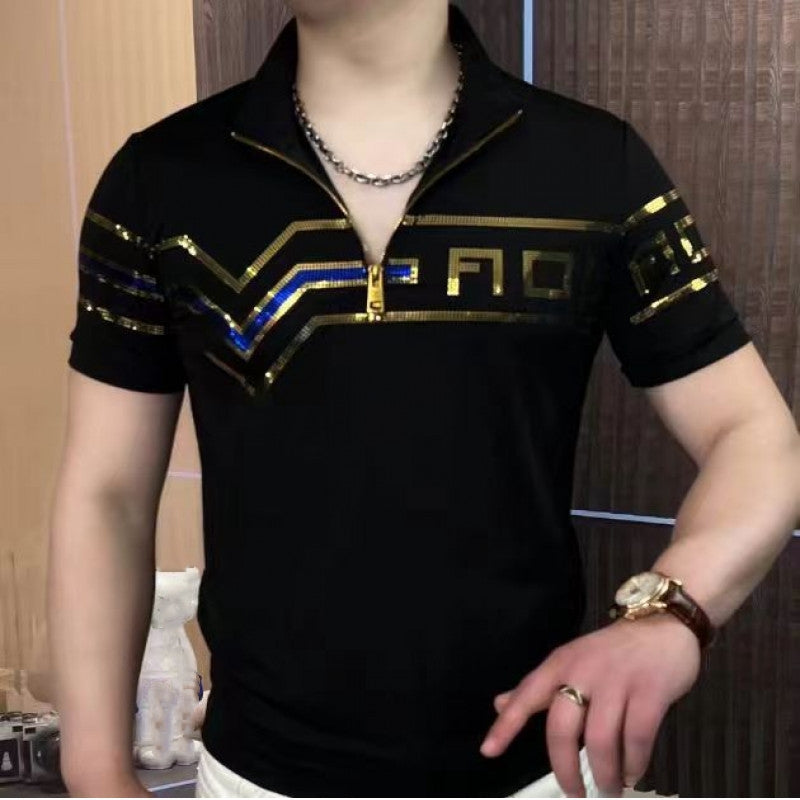 Men's Summer New Half Zipper T-shirt