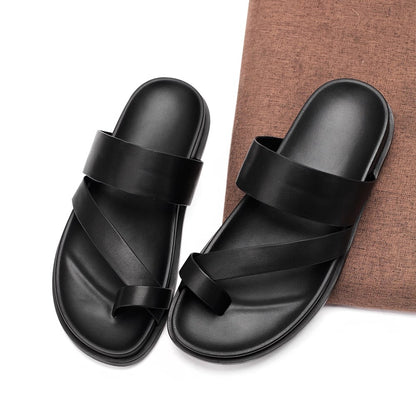 Men's Summer Leather Soft Bottom Beach Fashionable Casual Slippers