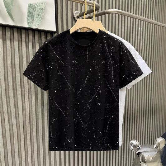 Light Luxury Trendy Brand Summer New Style Rhinestone Short Sleeved Shirt
