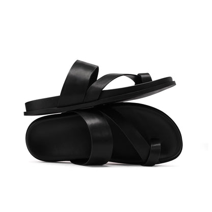 Men's Summer Leather Soft Bottom Beach Fashionable Casual Slippers