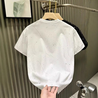 Light Luxury Trendy Brand Summer New Style Rhinestone Short Sleeved Shirt