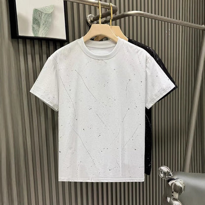 Light Luxury Trendy Brand Summer New Style Rhinestone Short Sleeved Shirt
