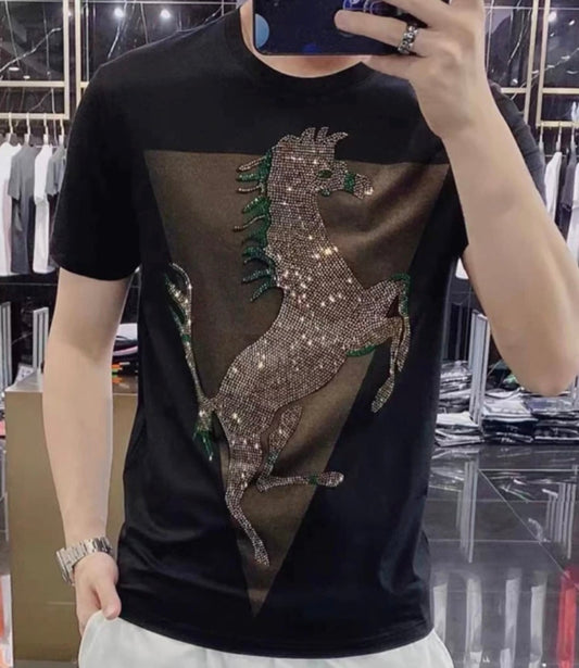 🔥Limited Time Offer 49% OFF🔥Men's Summer New Ice Silk Hot Diamond Short Sleeve