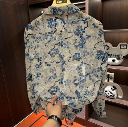 Men's New Printed Silk Shirt