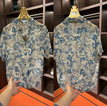Men's New Printed Silk Shirt