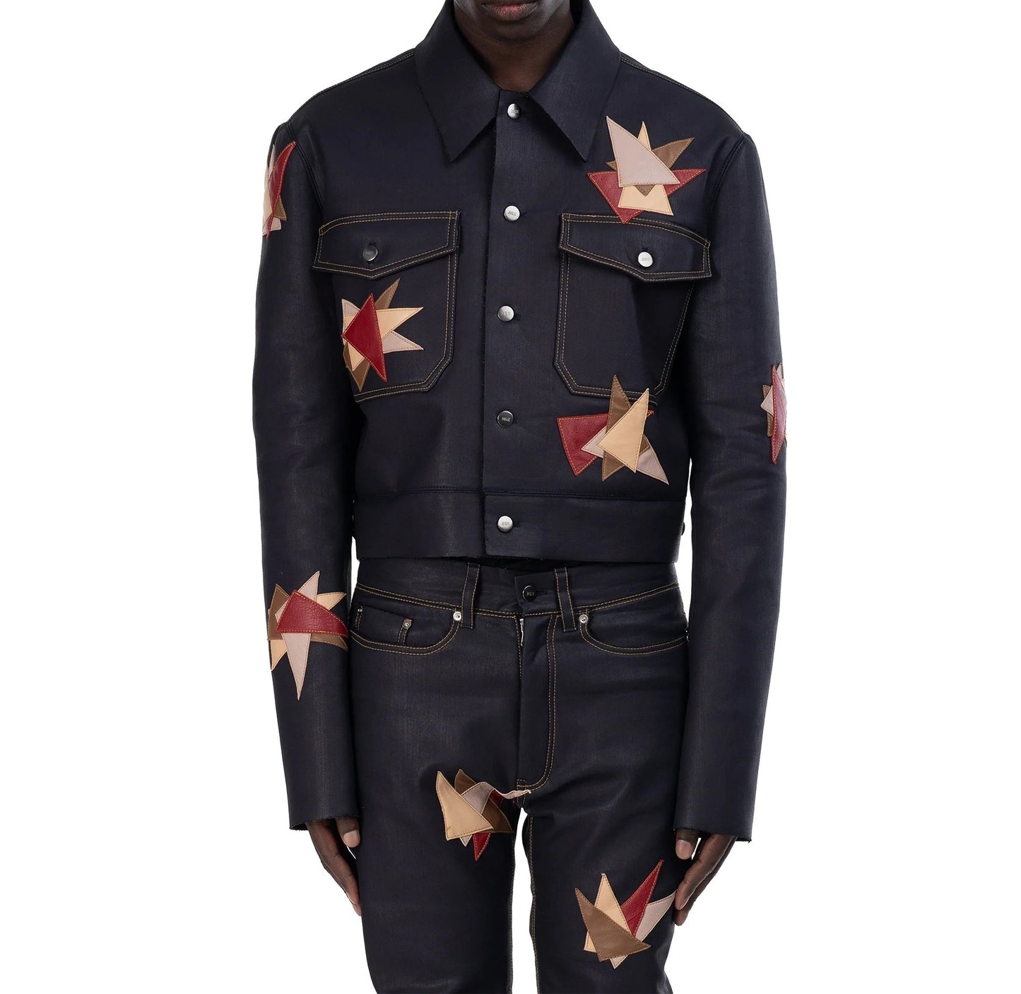 Men's Embroidered Denim Two-piece Set