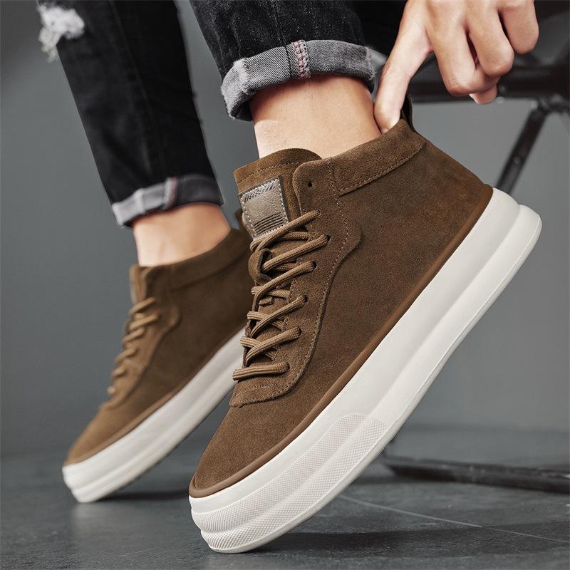 Men's high top men's shoes matte leather trendy board shoes