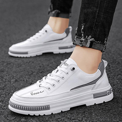 Men's leather all season fashionable and versatile soft soled casual sports shoes