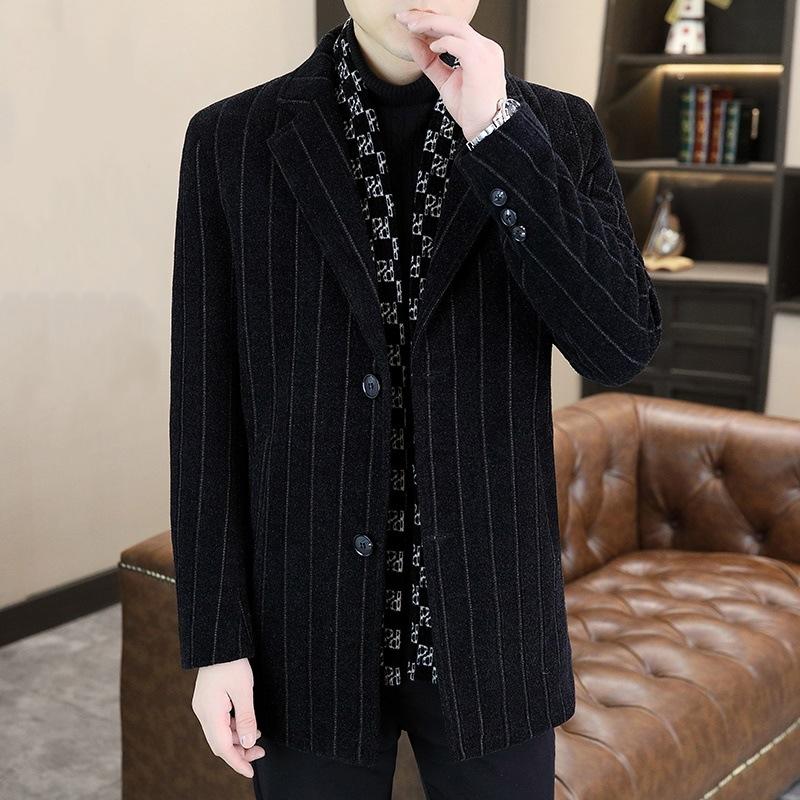 Men's Medium To Long Thick Down Woolen Coat