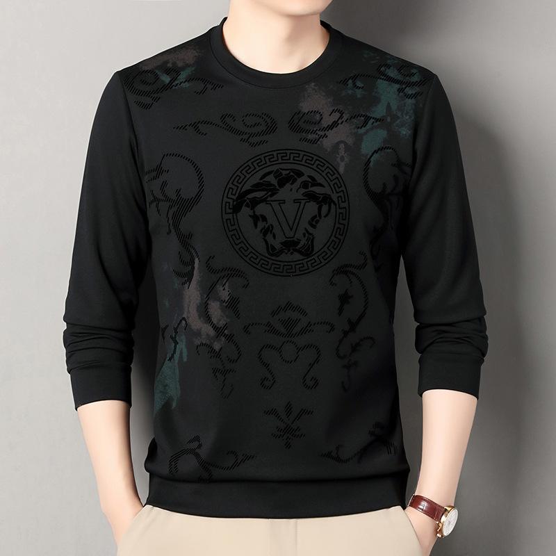 Men's Casual Fashion Printed Round Neck Long Sleeved Shirt