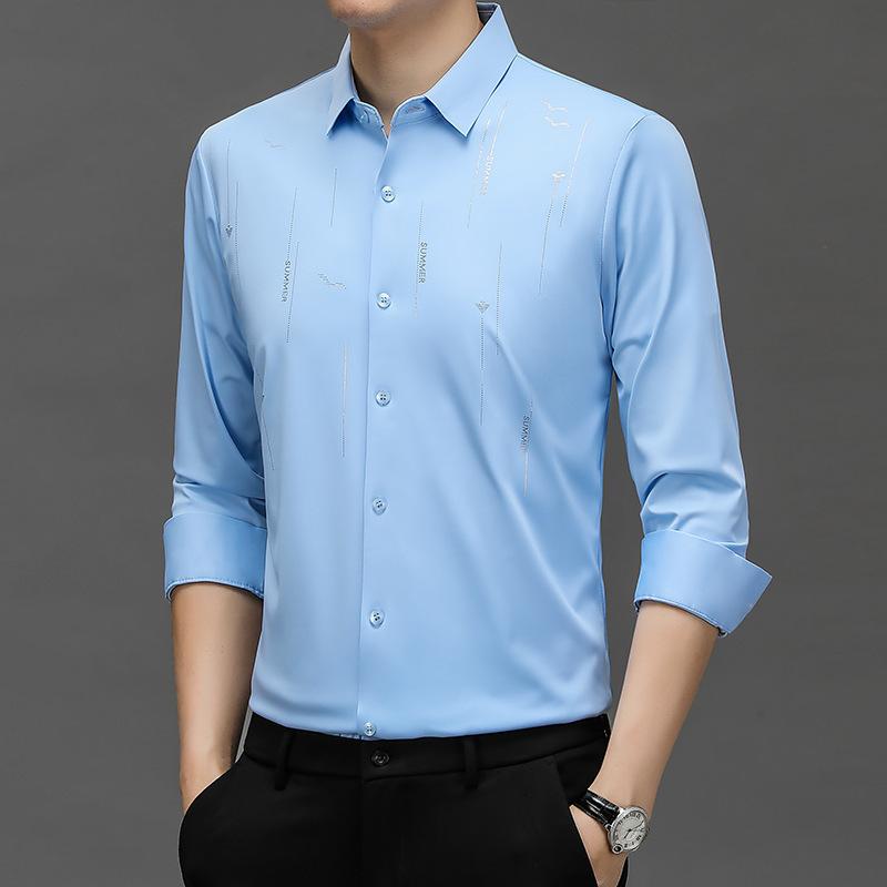 2024 Spring And Autumn New Men's Seamless POLO Shirt Middle-aged Casual Long-sleeved T-shirt Men's Shirt Men's Top