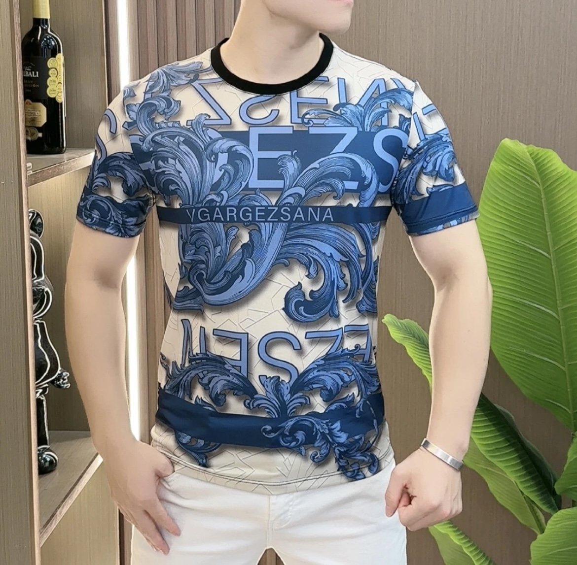 Men's Summer Totem Printed Ice Silk Short Sleeve