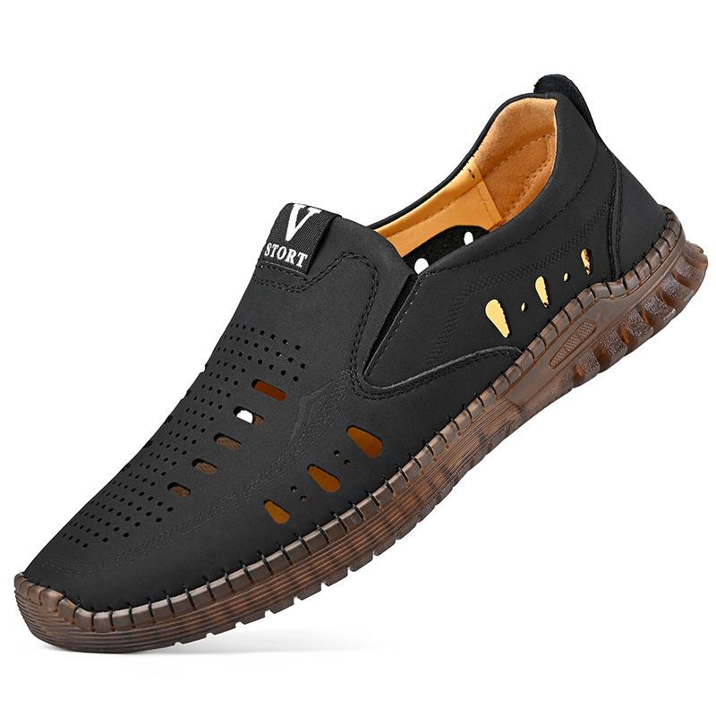 🔥Limited Time Offer 49% OFF🔥Men's New Hollow Breathable Soft Sole Comfortable Casual Leather Shoes