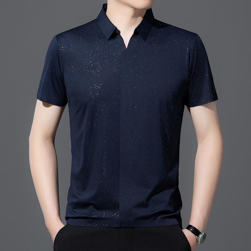 Men's fashion casual trend seamless loose short sleeved shirt