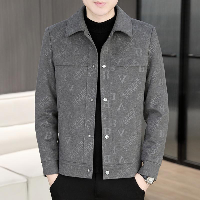 Men's high-end lapel business casual fleece jacket