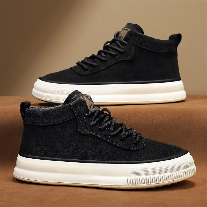 Men's high top men's shoes matte leather trendy board shoes