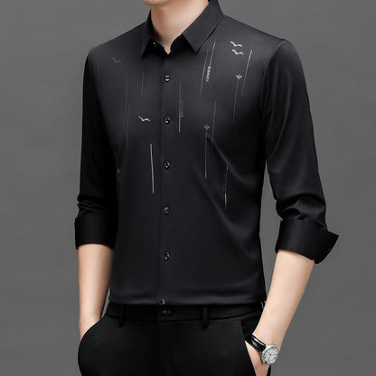 2024 Spring And Autumn New Men's Seamless POLO Shirt Middle-aged Casual Long-sleeved T-shirt Men's Shirt Men's Top