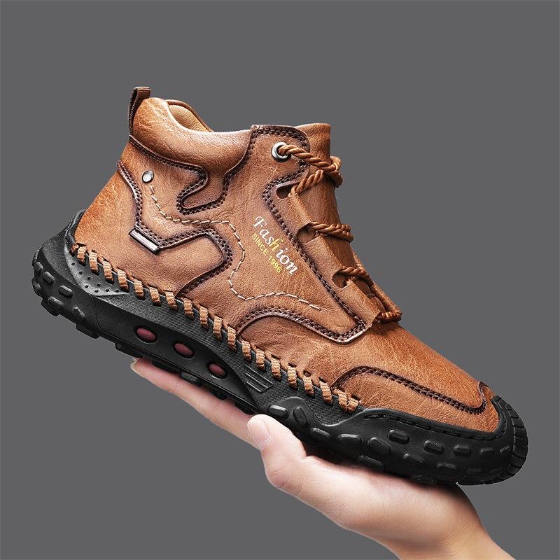 Men's Hand-Sewn Lace-Up Hiking Outdoor Boots