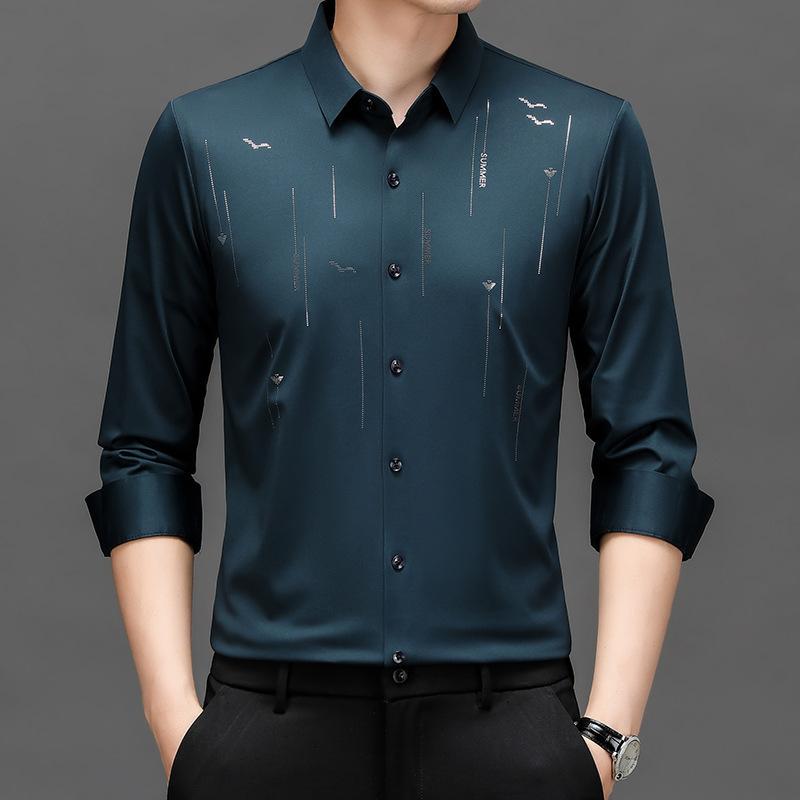 2024 Spring And Autumn New Men's Seamless POLO Shirt Middle-aged Casual Long-sleeved T-shirt Men's Shirt Men's Top