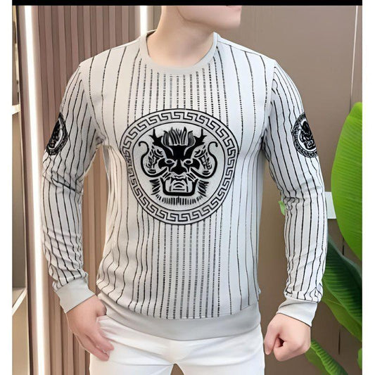 Men's new long sleeved fashionable trend slim fit round neck sweatshirt