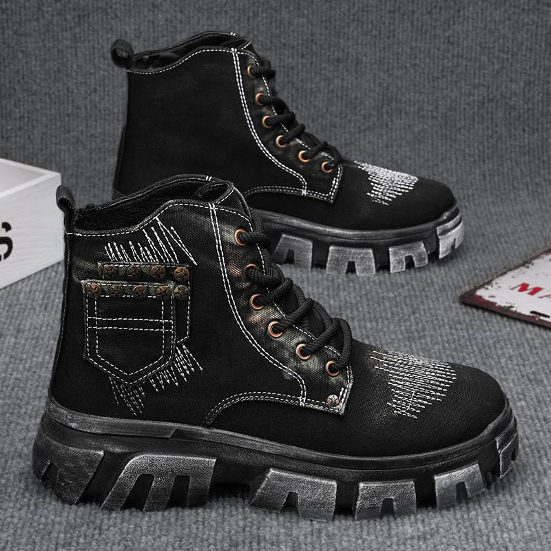 Men's British retro high top casual denim Martin boots