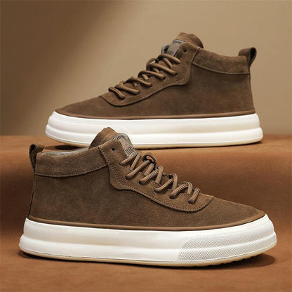 Men's high top men's shoes matte leather trendy board shoes