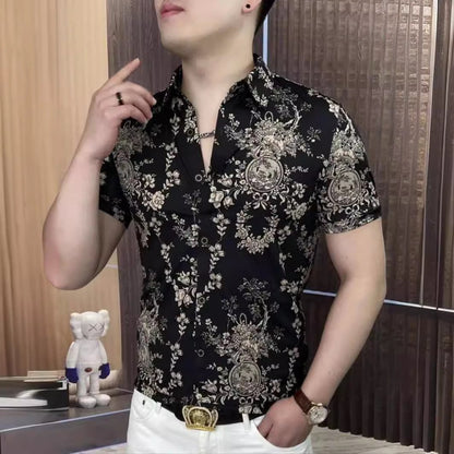 🔥Limited Time Offer 49% OFF🔥Summer men's casual fashion pattern short sleeved lapel shirt