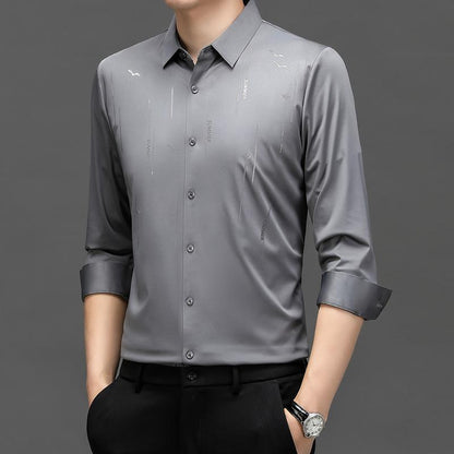 2024 Spring And Autumn New Men's Seamless POLO Shirt Middle-aged Casual Long-sleeved T-shirt Men's Shirt Men's Top